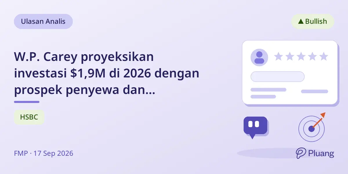 W.P. Carey proyeksikan investasi $1,9M di 2026 dengan prospek penyewa dan dukungan institusional kuat.