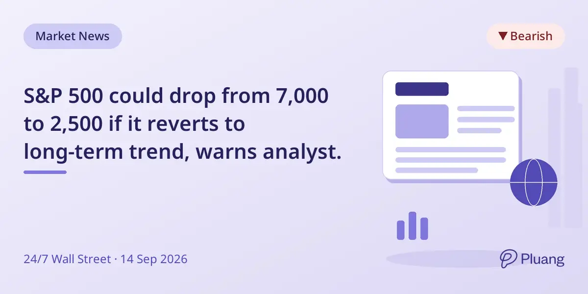 S&P 500 could drop from 7,000 to 2,500 if it reverts to long-term trend, warns analyst.