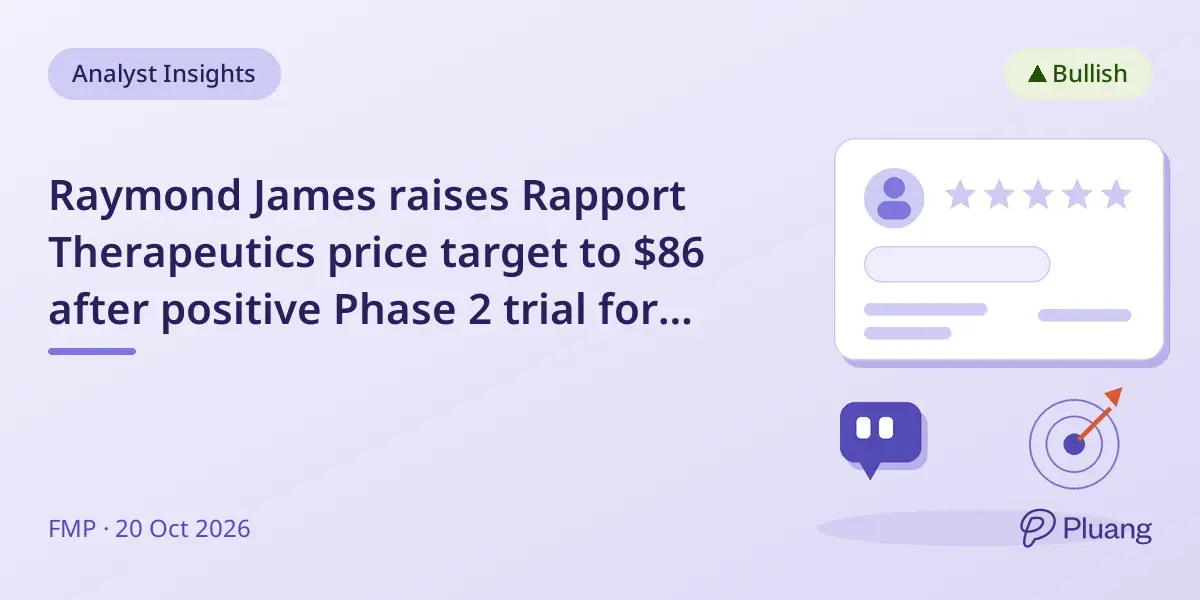 Raymond James raises Rapport Therapeutics price target to $86 after positive Phase 2 trial for bipolar mania drug.