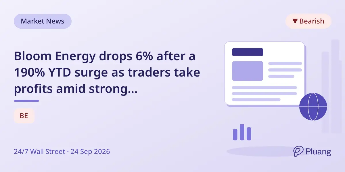 Bloom Energy drops 6% after a 190% YTD surge as traders take profits amid strong fundamentals.