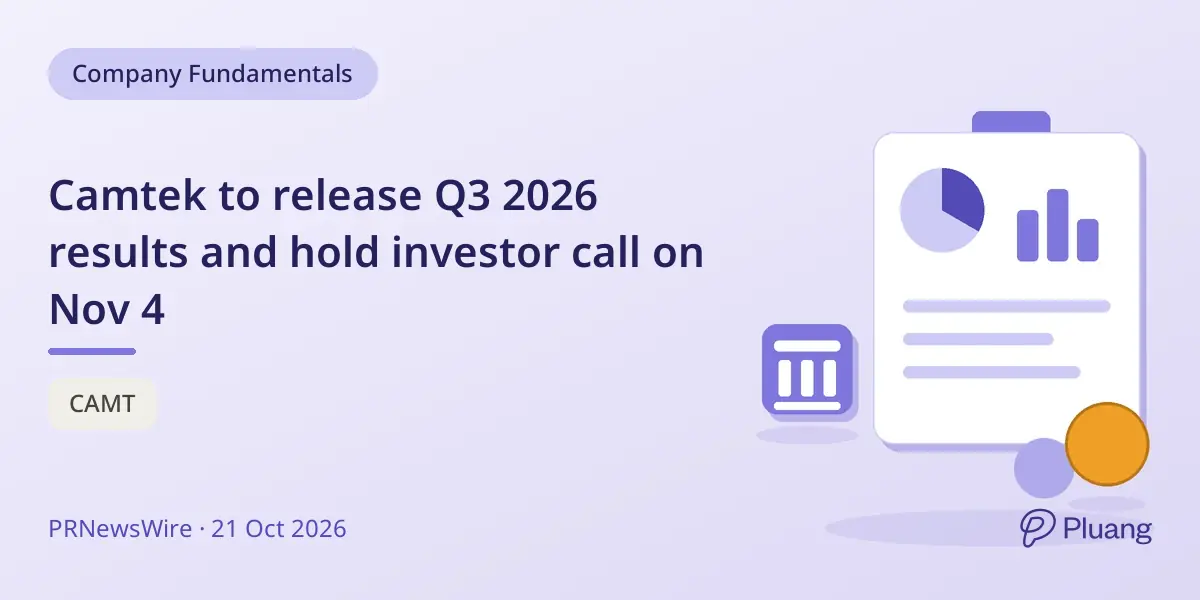 Camtek to release Q3 2026 results and hold investor call on Nov 4