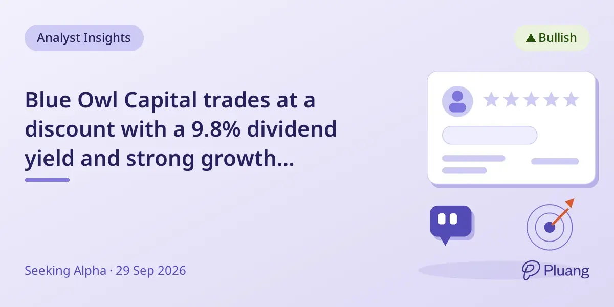 Blue Owl Capital trades at a discount with a 9.8% dividend yield and strong growth prospects.