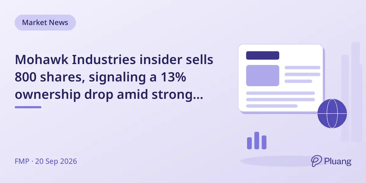 Mohawk Industries insider sells 800 shares, signaling a 13% ownership drop amid strong company financials.