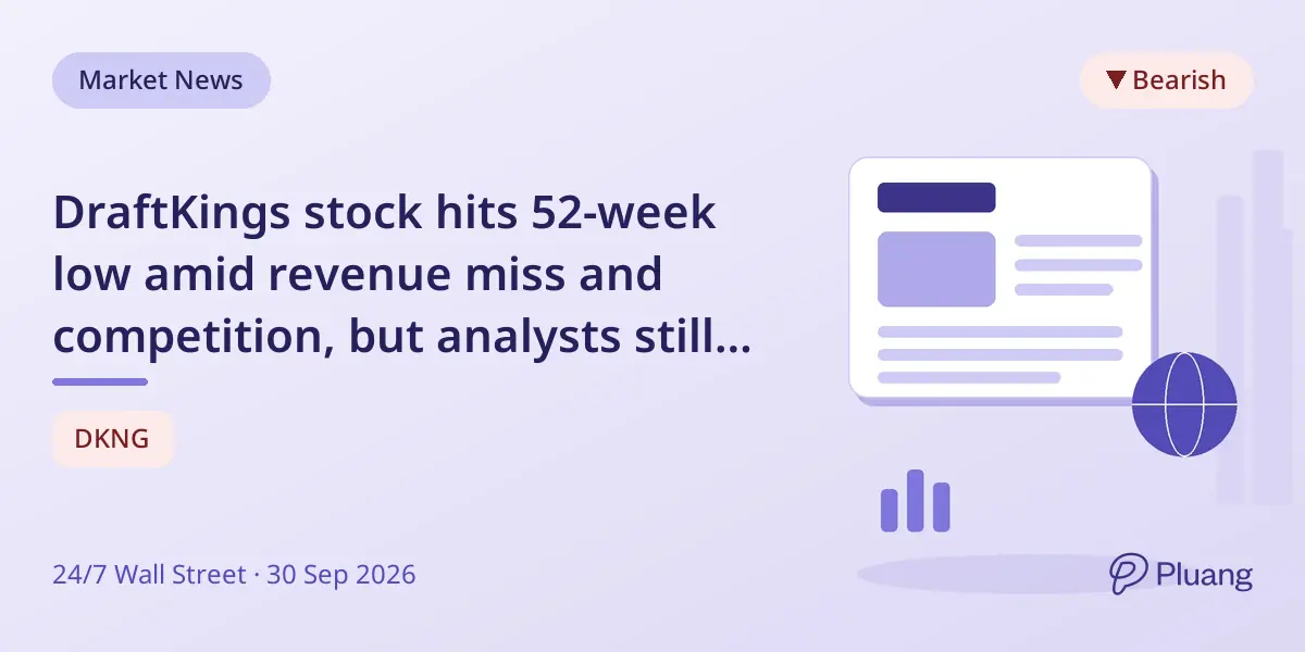 DraftKings stock hits 52-week low amid revenue miss and competition, but analysts still see 79% upside.