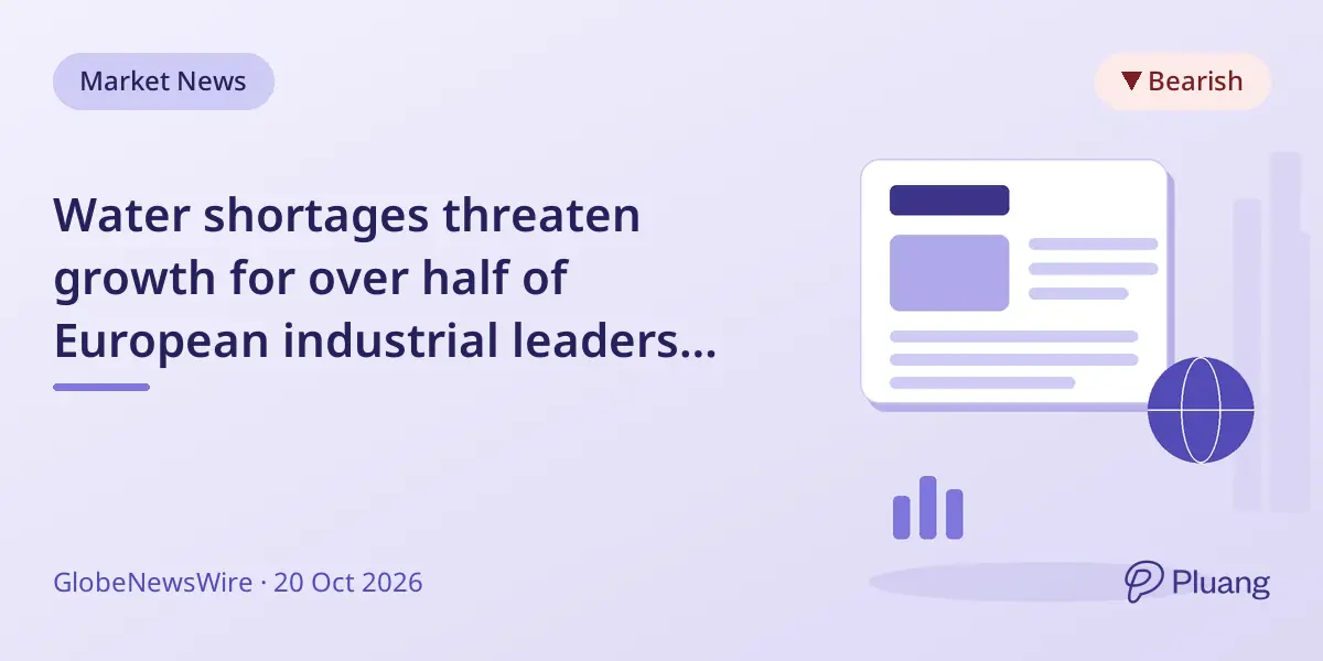 Water shortages threaten growth for over half of European industrial leaders within five years