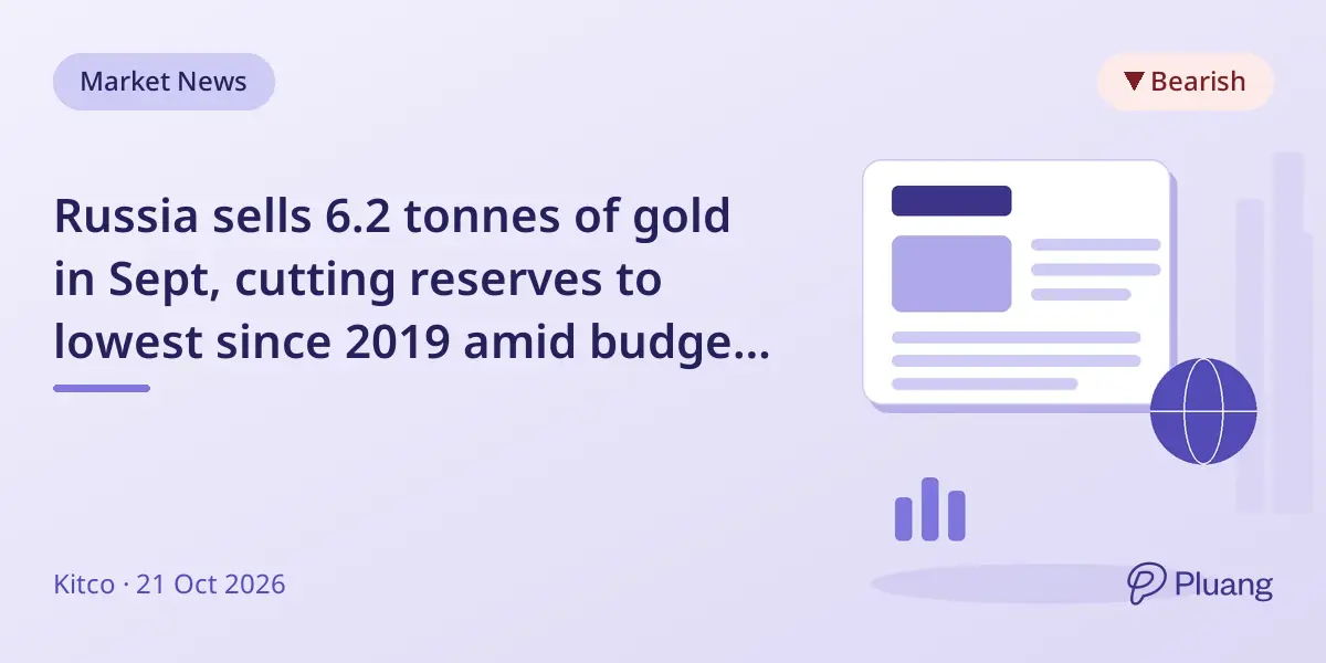 Russia sells 6.2 tonnes of gold in Sept, cutting reserves to lowest since 2019 amid budget strains.