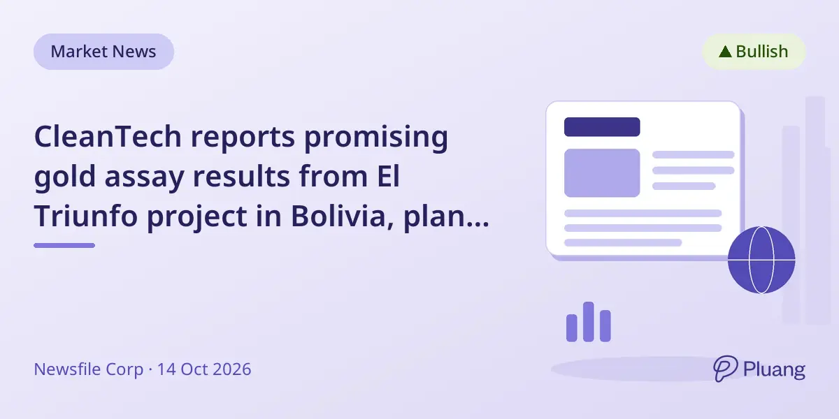 CleanTech reports promising gold assay results from El Triunfo project in Bolivia, plans further exploration and starter pit study.