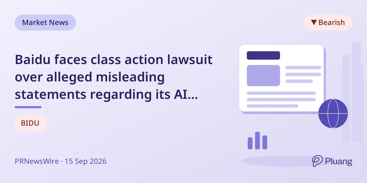 Baidu faces class action lawsuit over alleged misleading statements regarding its AI business and revenue prospects.