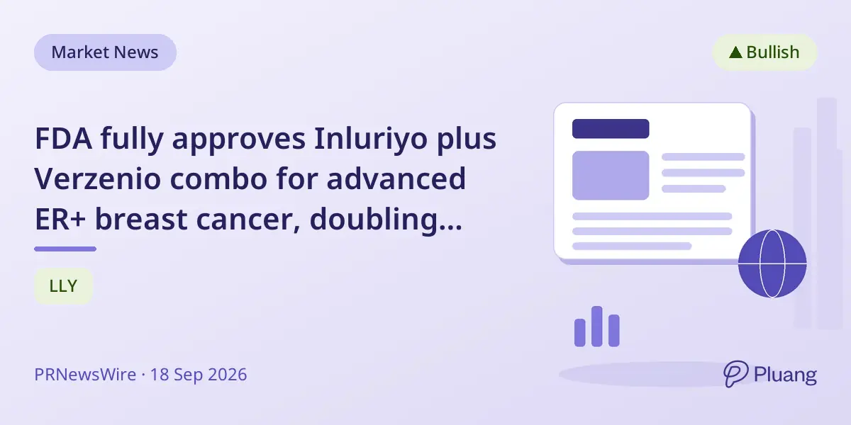 FDA fully approves Inluriyo plus Verzenio combo for advanced ER+ breast cancer, doubling progression-free survival.