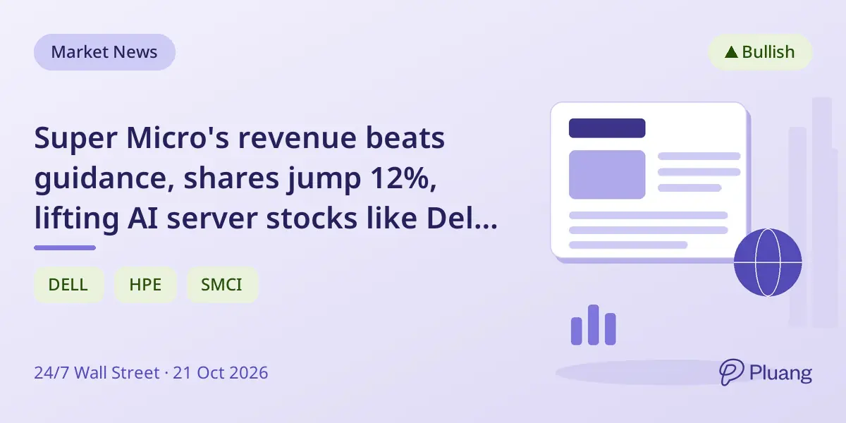 Super Micro's revenue beats guidance, shares jump 12%, lifting AI server stocks like Dell and HPE.