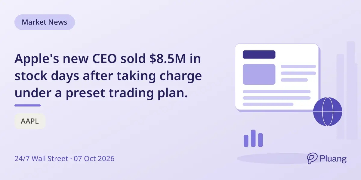 Apple's new CEO sold $8.5M in stock days after taking charge under a preset trading plan.