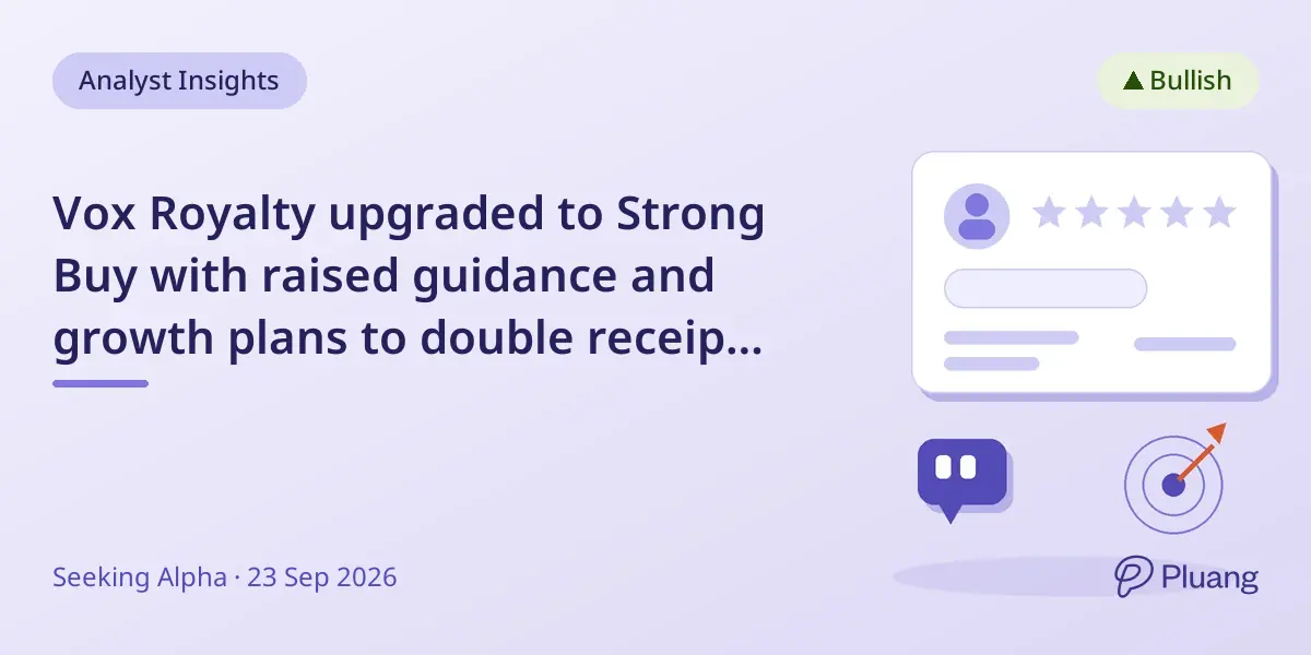 Vox Royalty upgraded to Strong Buy with raised guidance and growth plans to double receipts by 2030.