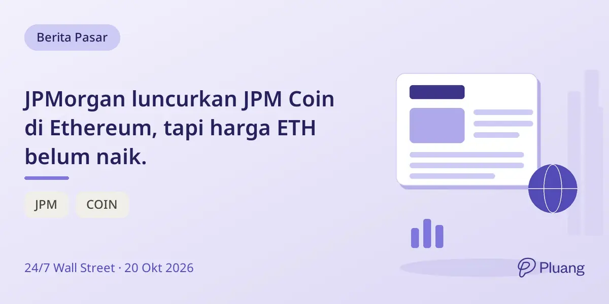 JPMorgan luncurkan JPM Coin di Ethereum, tapi harga ETH belum naik.