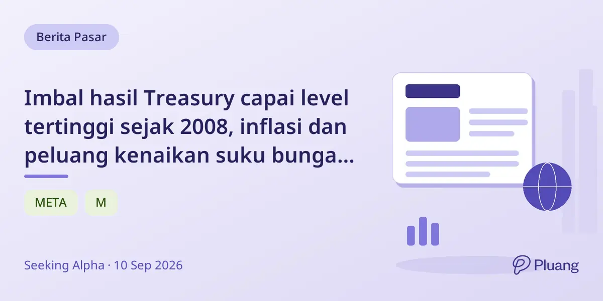 Imbal hasil Treasury capai level tertinggi sejak 2008, inflasi dan peluang kenaikan suku bunga naik; Meta di-upgrade karena potensi AI.