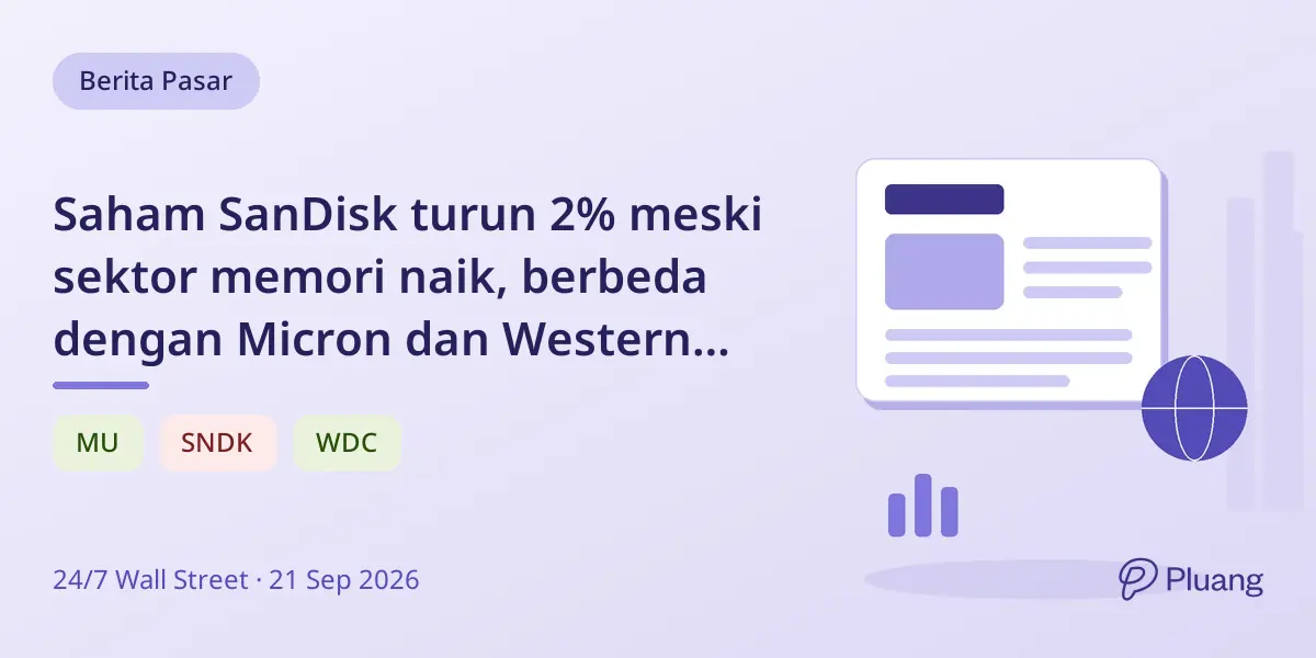 Saham SanDisk turun 2% meski sektor memori naik, berbeda dengan Micron dan Western Digital.