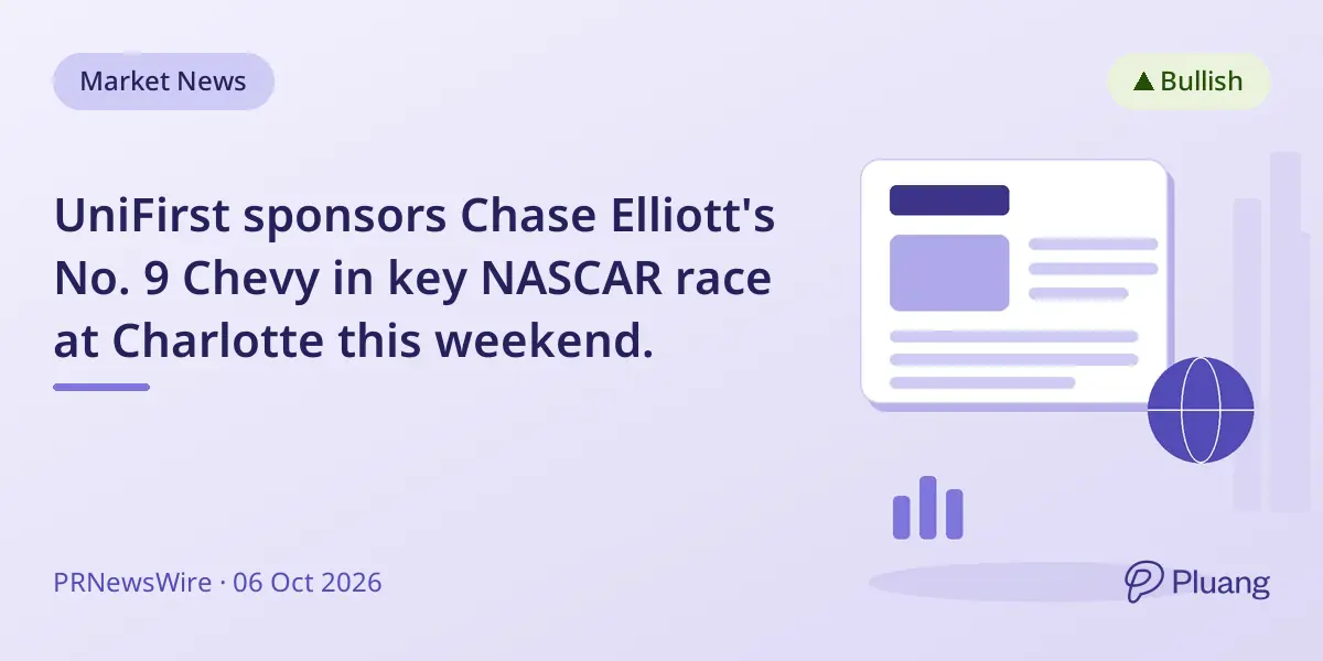 UniFirst sponsors Chase Elliott's No. 9 Chevy in key NASCAR race at Charlotte this weekend.