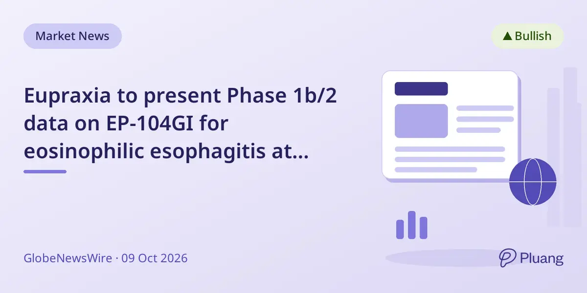 Eupraxia to present Phase 1b/2 data on EP-104GI for eosinophilic esophagitis at major gastroenterology conferences