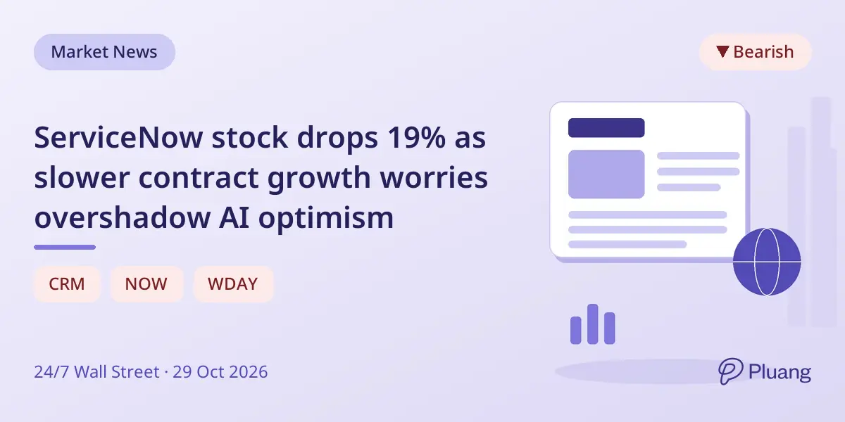 ServiceNow stock drops 19% as slower contract growth worries overshadow AI optimism