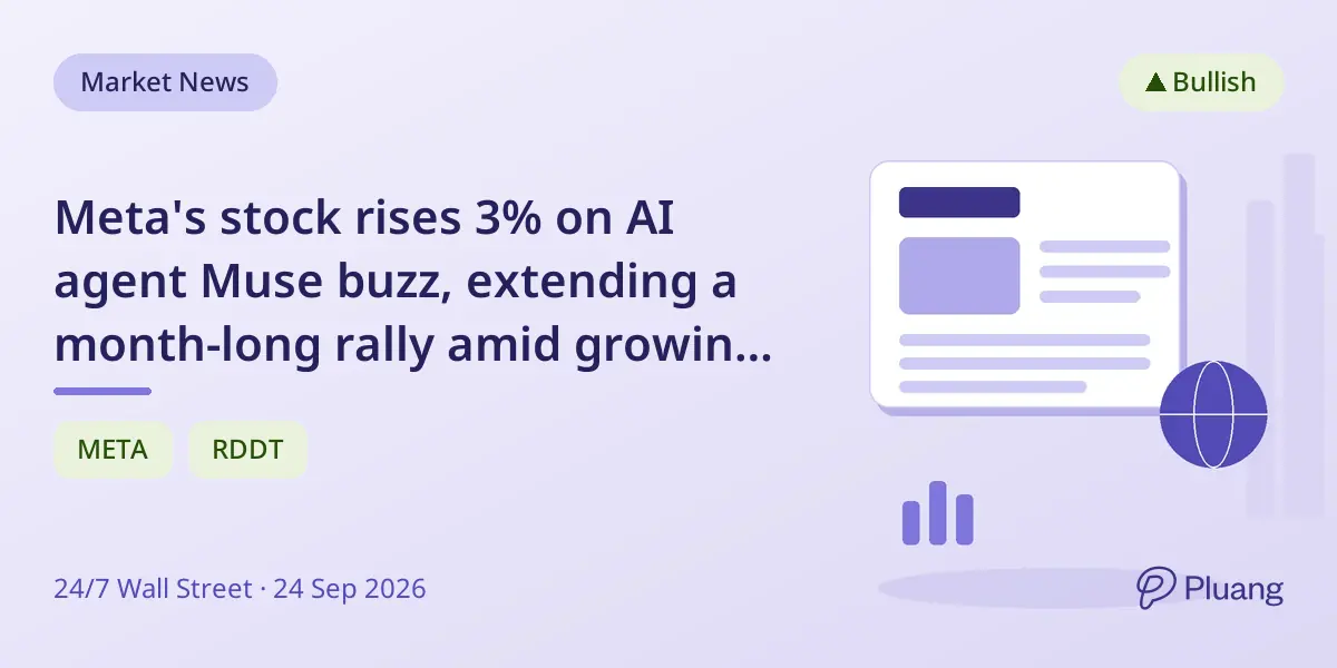 Meta's stock rises 3% on AI agent Muse buzz, extending a month-long rally amid growing investor optimism.