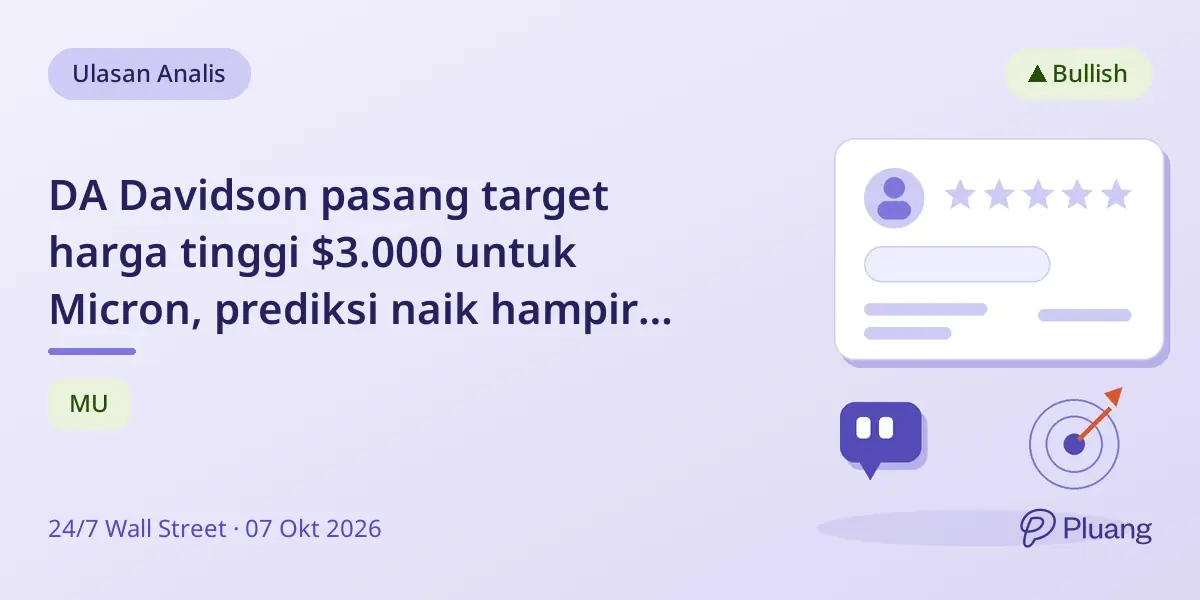 DA Davidson pasang target harga tinggi $3.000 untuk Micron, prediksi naik hampir 195% karena optimisme pertumbuhan AI.
