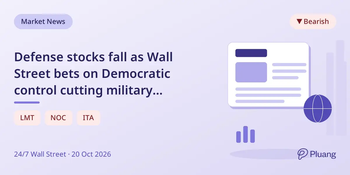 Defense stocks fall as Wall Street bets on Democratic control cutting military spending.