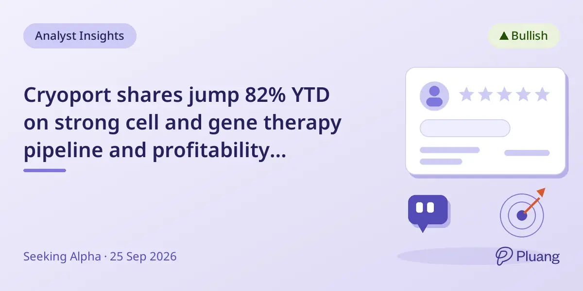 Cryoport shares jump 82% YTD on strong cell and gene therapy pipeline and profitability rebound