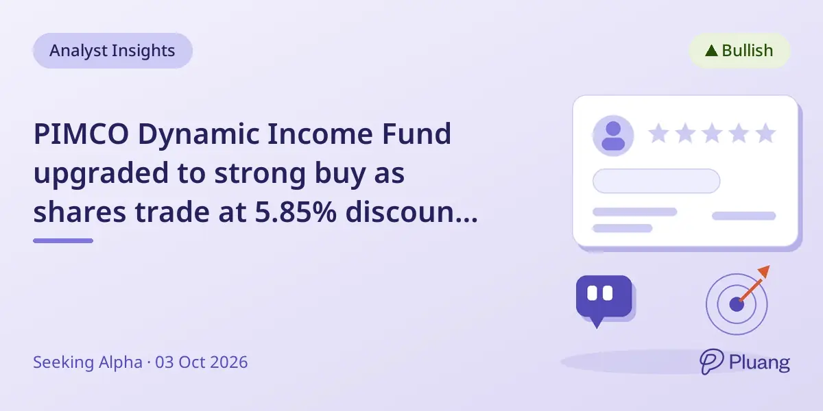 PIMCO Dynamic Income Fund upgraded to strong buy as shares trade at 5.85% discount with 18.7% yield.
