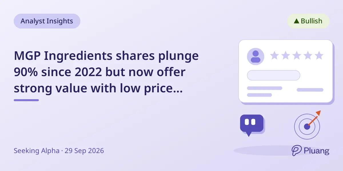 MGP Ingredients shares plunge 90% since 2022 but now offer strong value with low price multiples and limited downside risk.