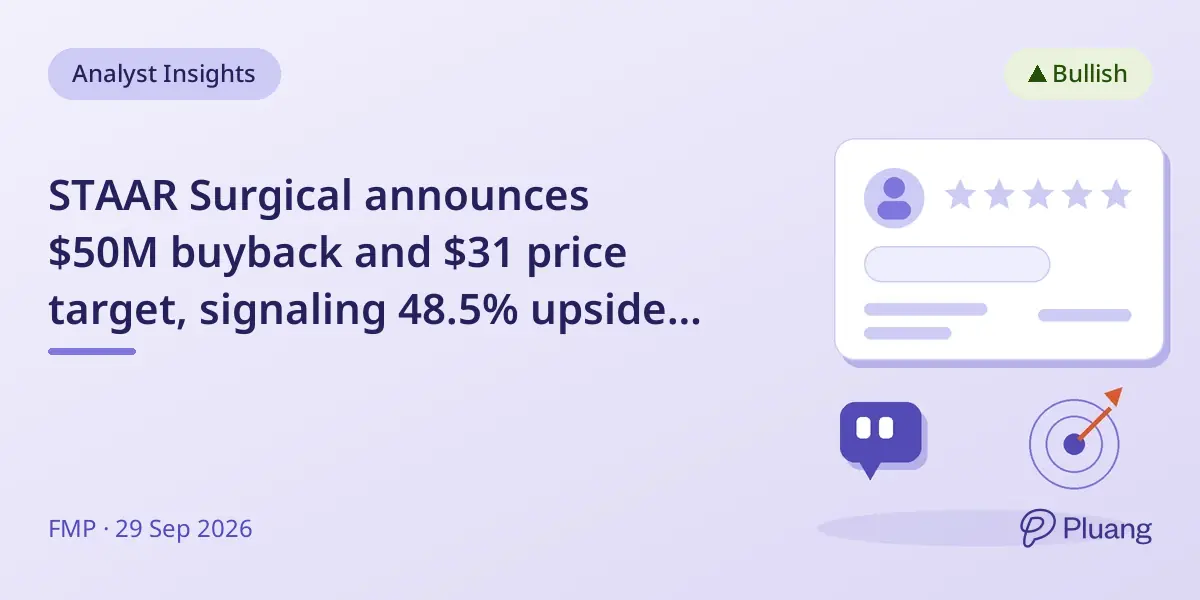 STAAR Surgical announces $50M buyback and $31 price target, signaling 48.5% upside potential.
