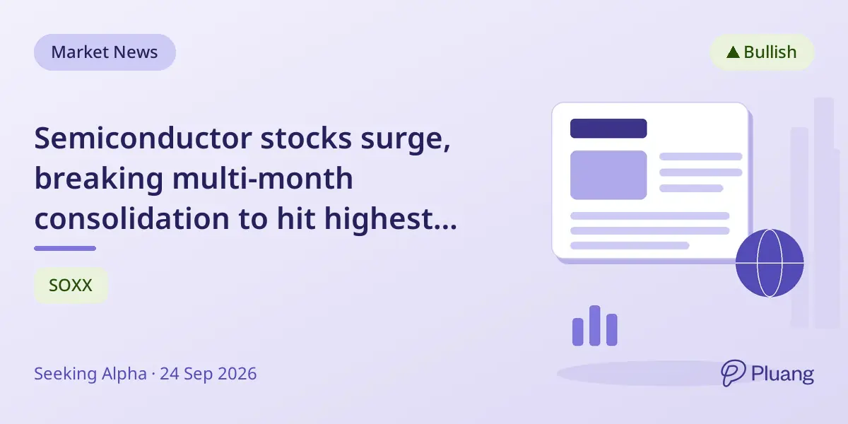 Semiconductor stocks surge, breaking multi-month consolidation to hit highest levels since June.