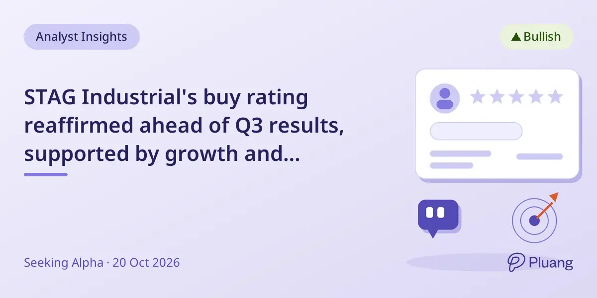 STAG Industrial's buy rating reaffirmed ahead of Q3 results, supported by growth and strong dividend outlook.