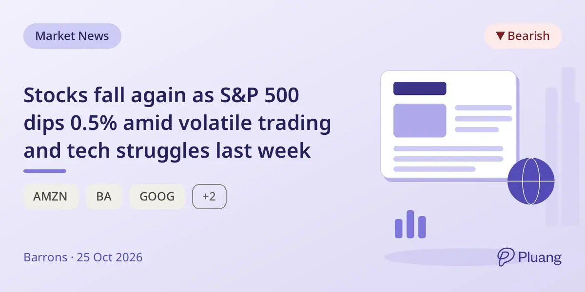 Stocks fall again as S&P 500 dips 0.5% amid volatile trading and tech struggles last week