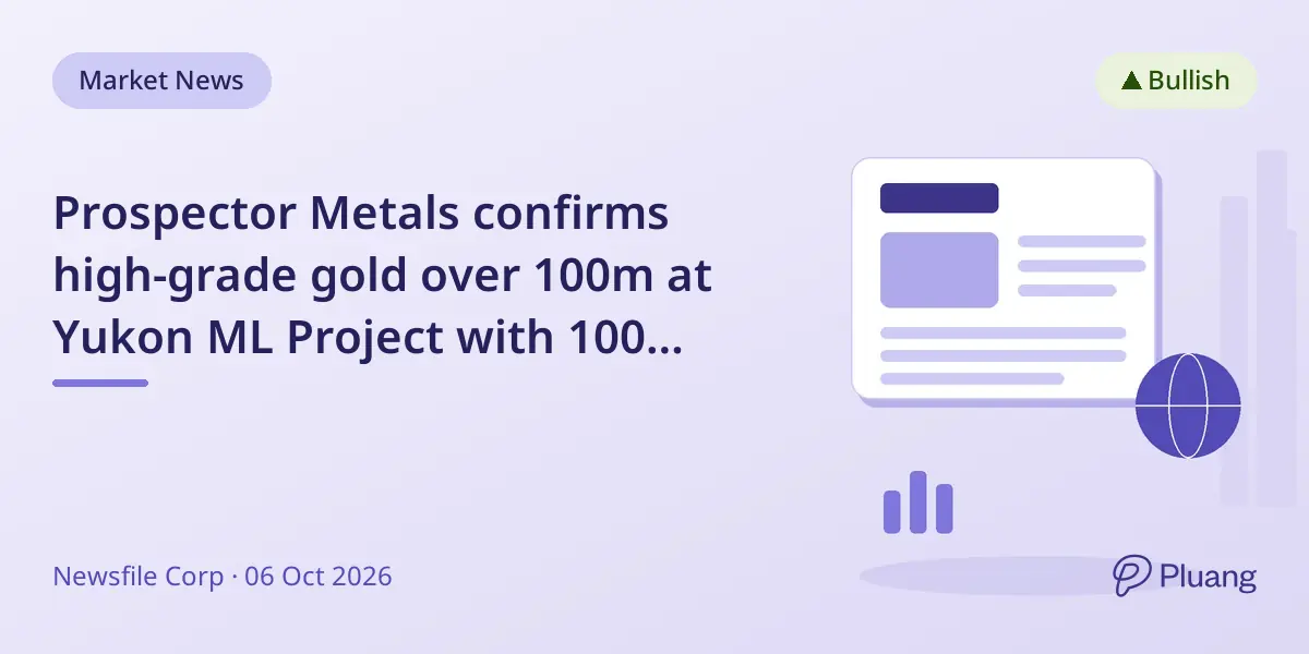 Prospector Metals confirms high-grade gold over 100m at Yukon ML Project with 100 holes drilled in 2026.