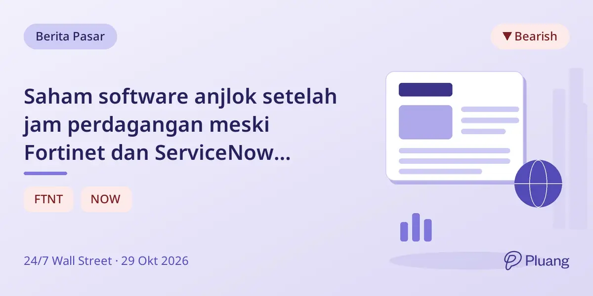 Saham software anjlok setelah jam perdagangan meski Fortinet dan ServiceNow lampaui estimasi pendapatan.
