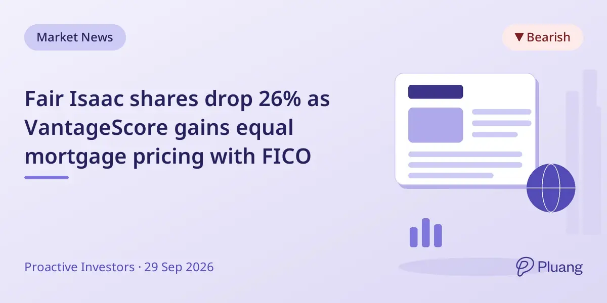 Fair Isaac shares drop 26% as VantageScore gains equal mortgage pricing with FICO
