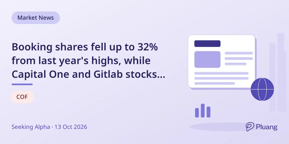 Booking shares fell up to 32% from last year's highs, while Capital One and Gitlab stocks also faced challenges.