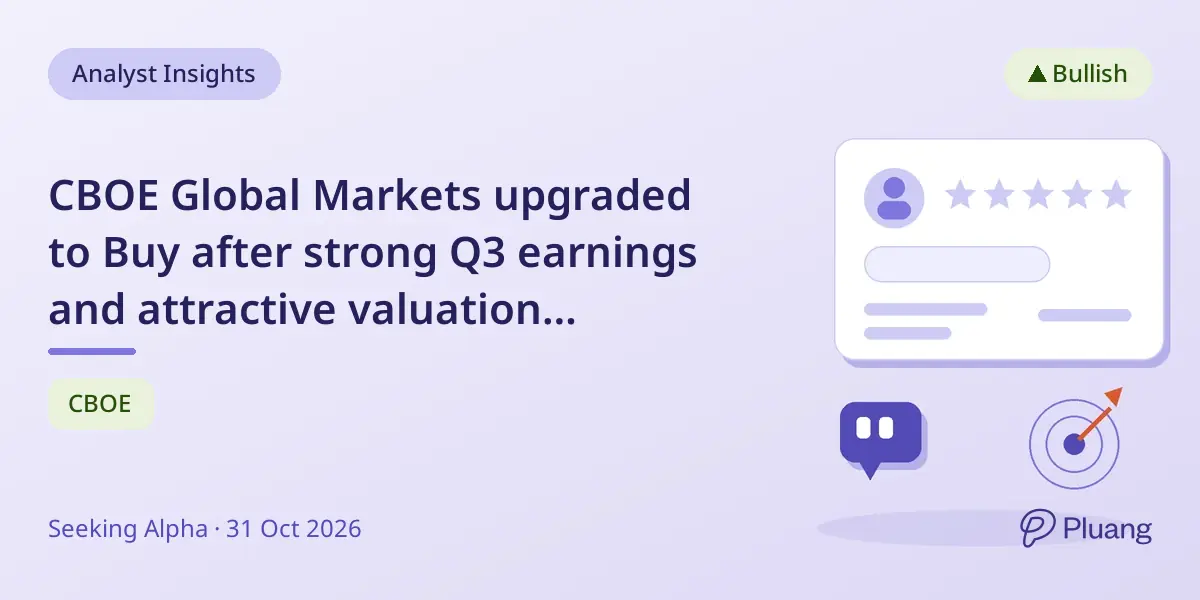 CBOE Global Markets upgraded to Buy after strong Q3 earnings and attractive valuation discount.