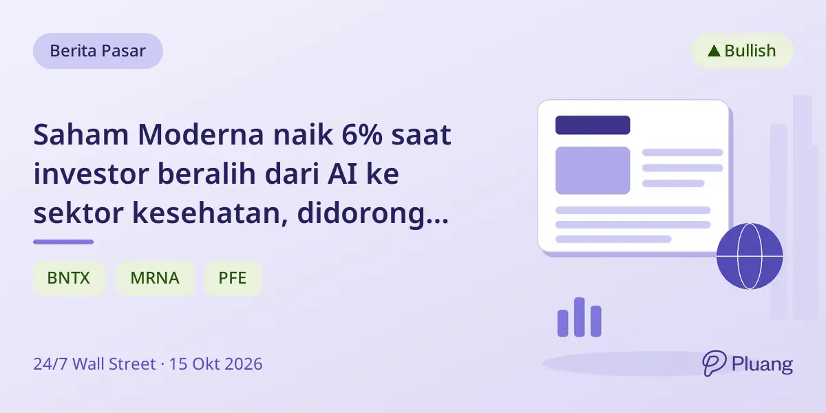 Saham Moderna naik 6% saat investor beralih dari AI ke sektor kesehatan, didorong hasil uji vaksin kanker yang menjanjikan.