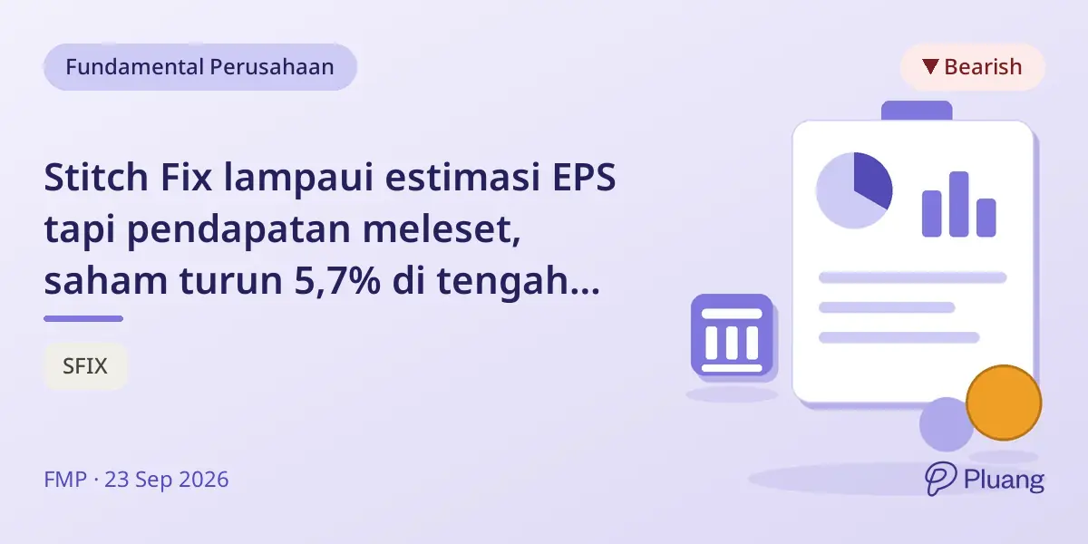 Stitch Fix lampaui estimasi EPS tapi pendapatan meleset, saham turun 5,7% di tengah transformasi.