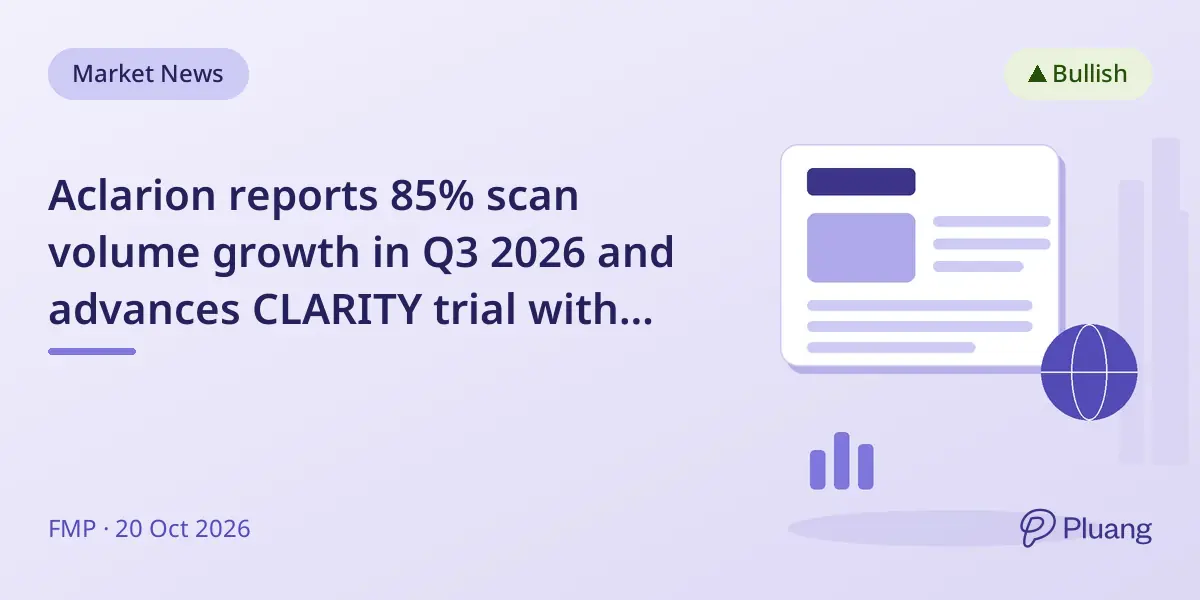 Aclarion reports 85% scan volume growth in Q3 2026 and advances CLARITY trial with strong cash position.