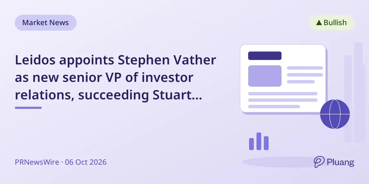 Leidos appoints Stephen Vather as new senior VP of investor relations, succeeding Stuart Davis.