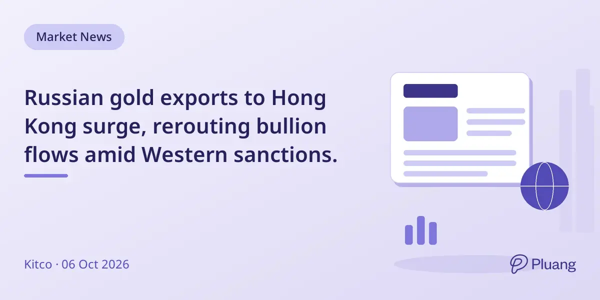 Russian gold exports to Hong Kong surge, rerouting bullion flows amid Western sanctions.