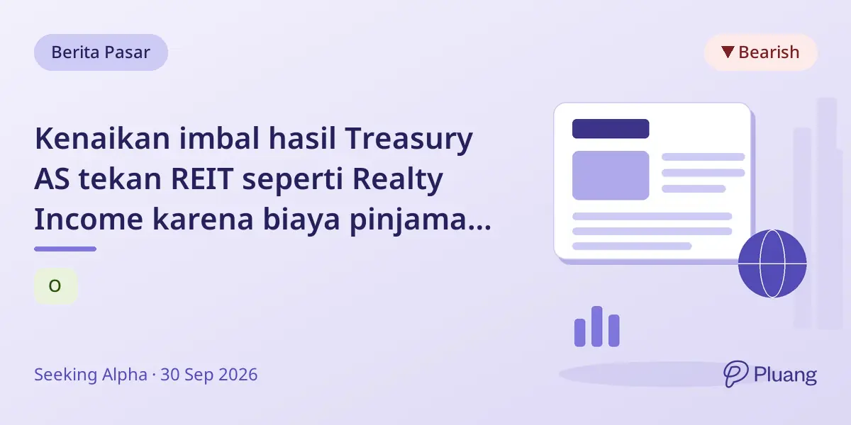 Kenaikan imbal hasil Treasury AS tekan REIT seperti Realty Income karena biaya pinjaman naik dan hasil turun.