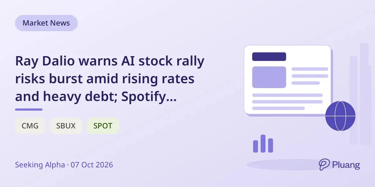 Ray Dalio warns AI stock rally risks burst amid rising rates and heavy debt; Spotify expands audiobooks globally.