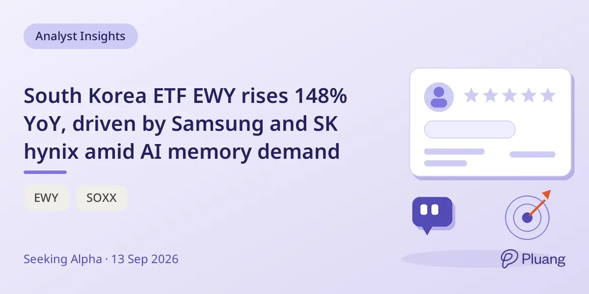 South Korea ETF EWY rises 148% YoY, driven by Samsung and SK hynix amid AI memory demand