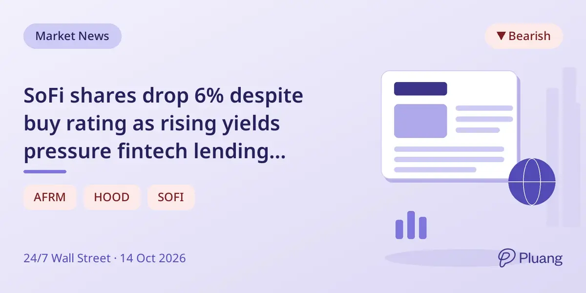 SoFi shares drop 6% despite buy rating as rising yields pressure fintech lending margins
