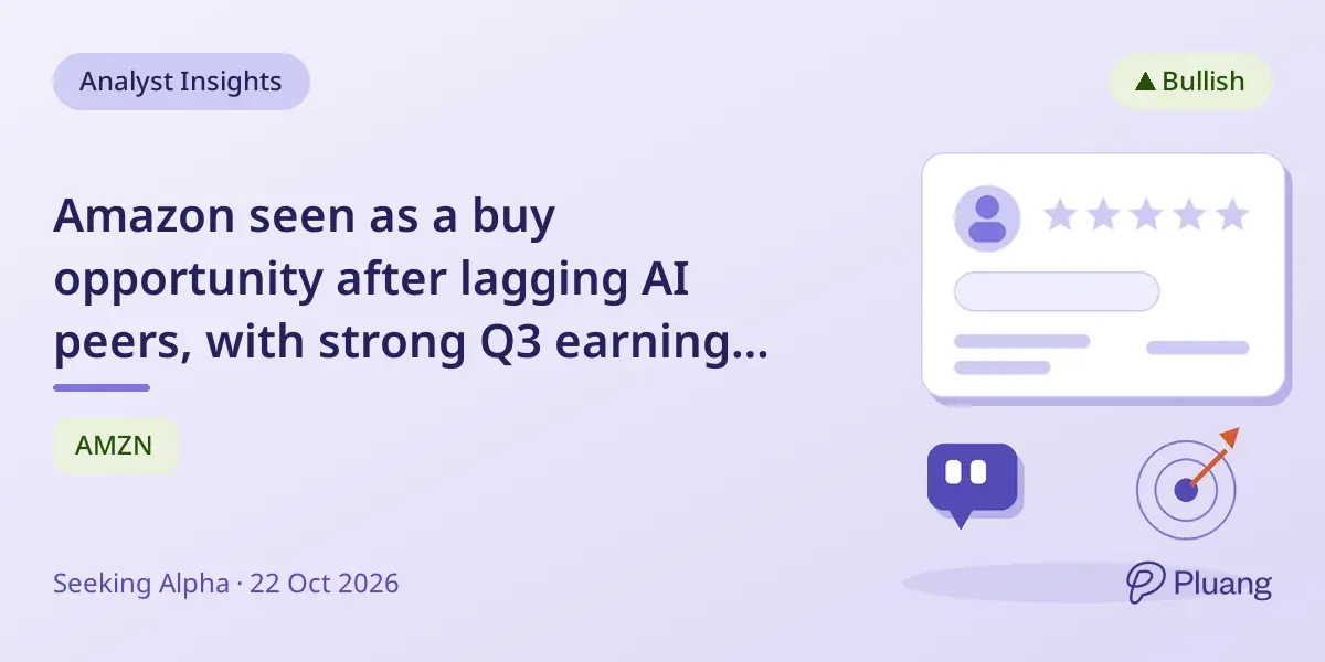 Amazon seen as a buy opportunity after lagging AI peers, with strong Q3 earnings expected.