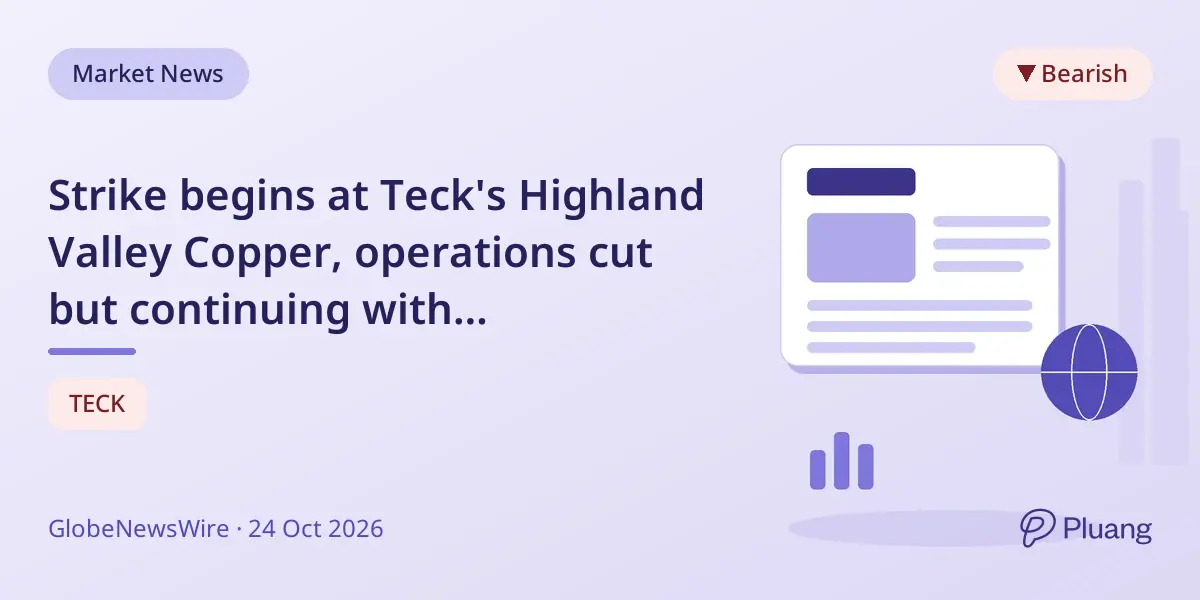 Strike begins at Teck's Highland Valley Copper, operations cut but continuing with contingency plans.