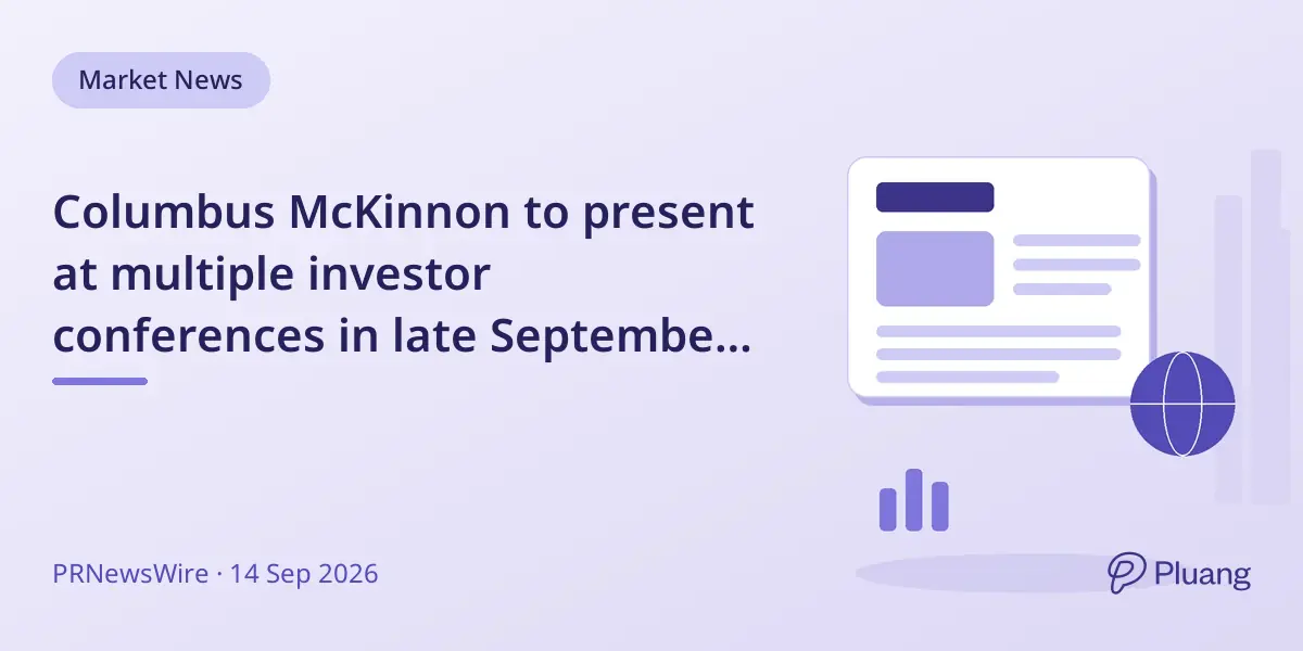 Columbus McKinnon to present at multiple investor conferences in late September 2026