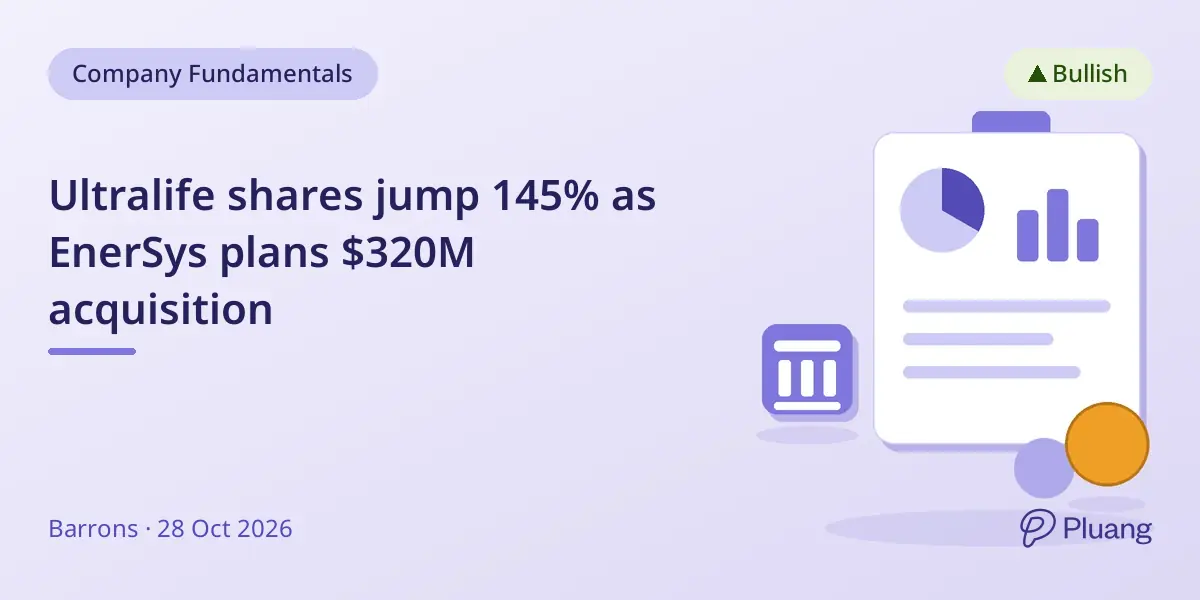 Ultralife shares jump 145% as EnerSys plans $320M acquisition